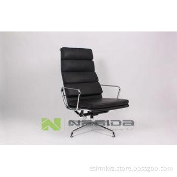 Swivel Black Full Leather Relax Modern Office Chairs With A